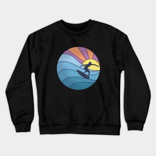 Retro Vintage Surfer with Sunset Crewneck Sweatshirt